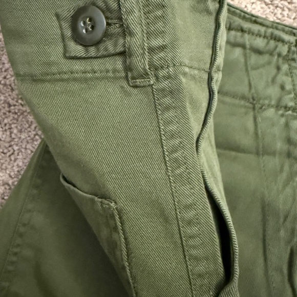 Zara Wide Leg Pants Women size 4 Olive Green Premium Denim Collection Buckle - Picture 11 of 11